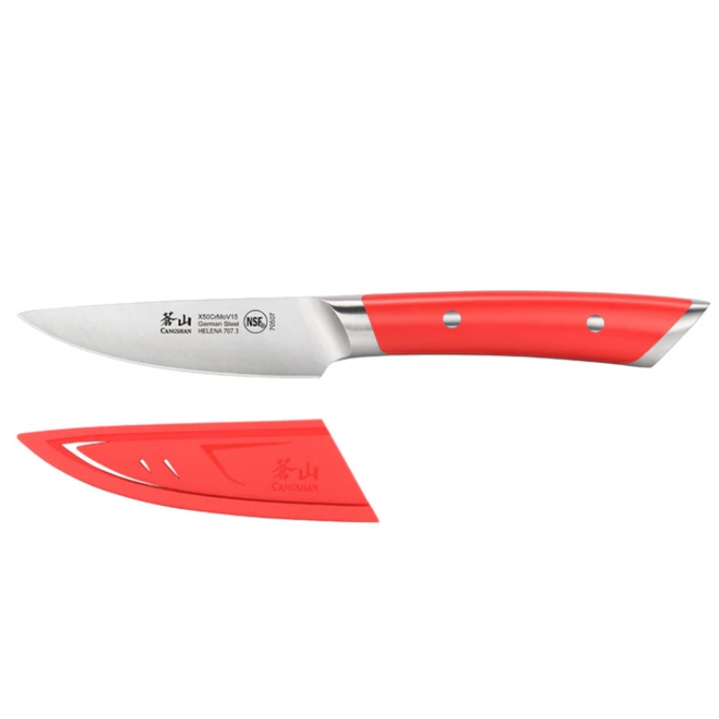 HELENA Series 3.5-Inch Paring Knife with Sheath, Red