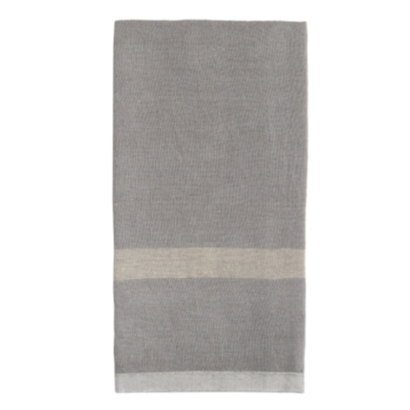 Laundered Linen Kitchen Towels Grey & Natural