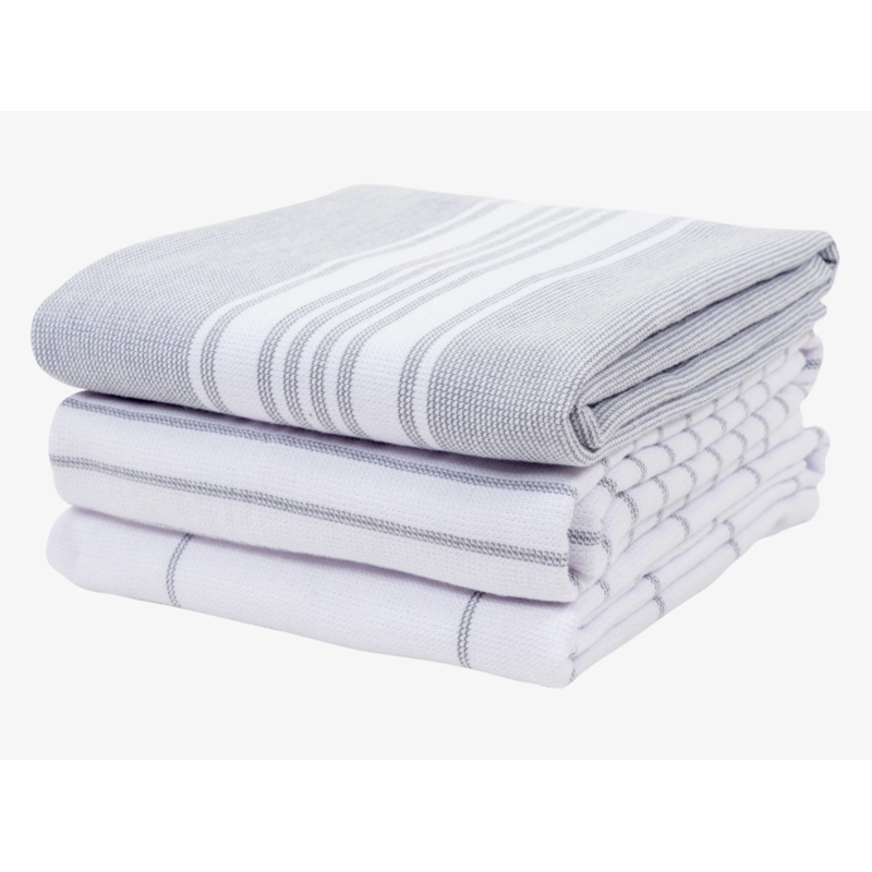 MONACO DUAL PURPOSE TERRY KITCHEN TOWELS, FROST GREY