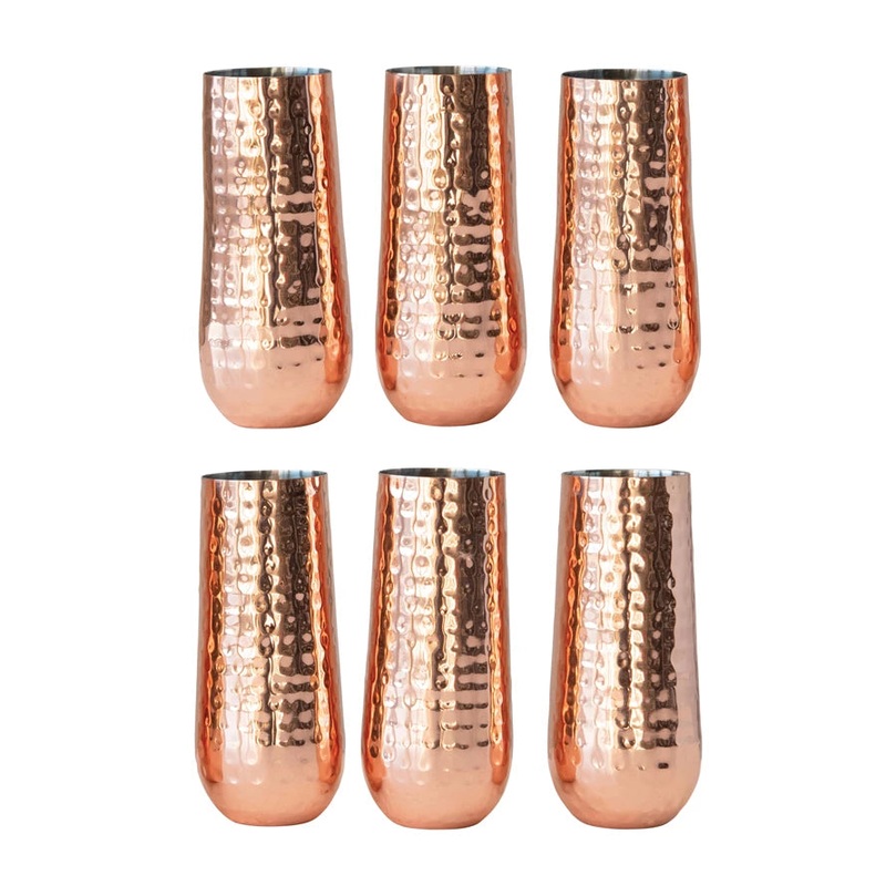 HammeredStainlessSteelStemlessChampagneFlute