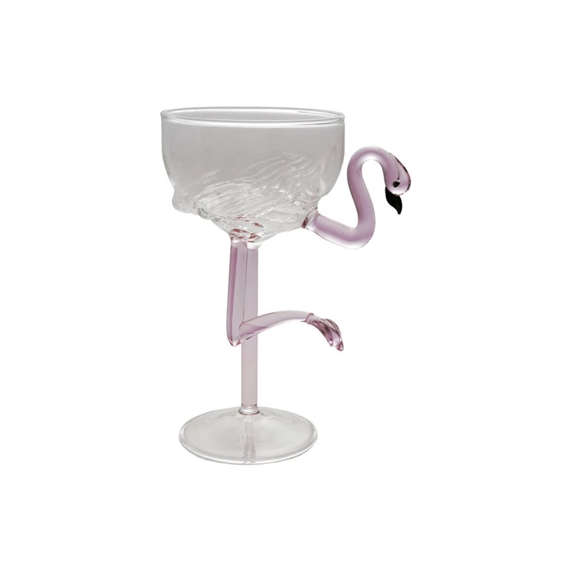 Hand-BlownStemmedFlamingoWineGlass8oz