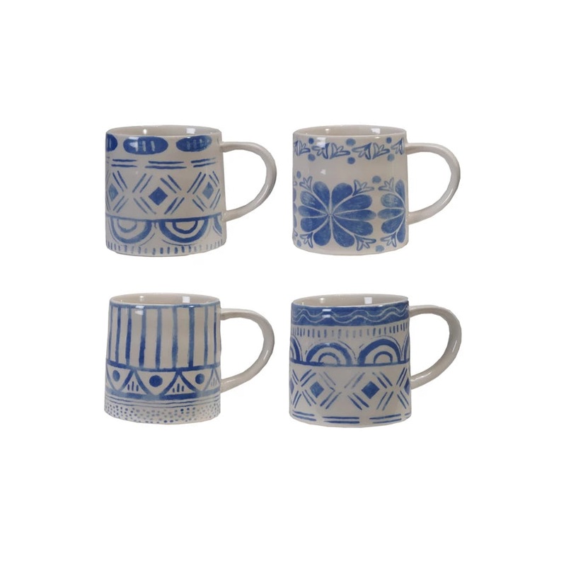 StonewareMugw/TilePattern,Blue&White14oz.