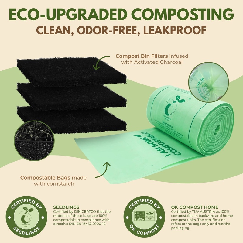 50CompostableTrashBags+3CompostBinFilters