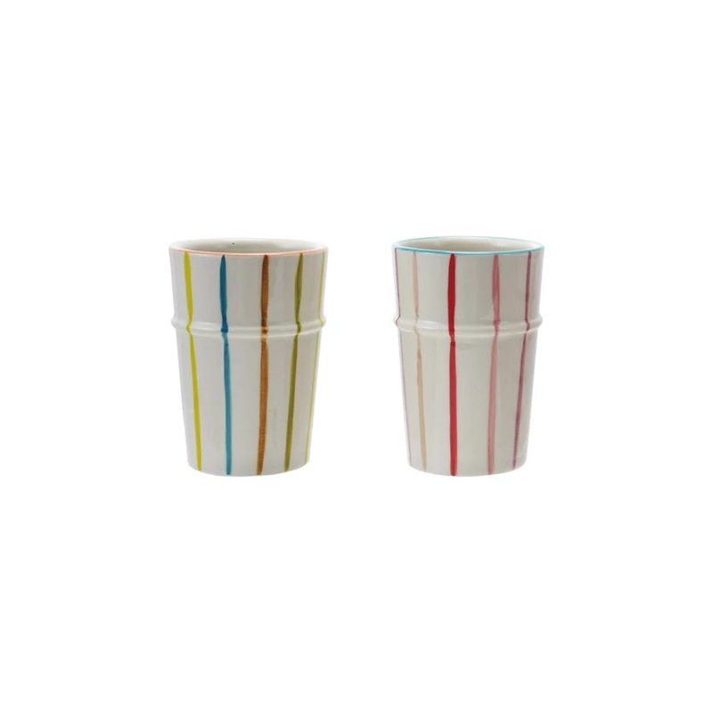 Hand-PaintedStonewareStripedCup12oz
