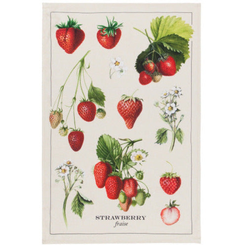 VintageStrawberriesCottonDishtowel