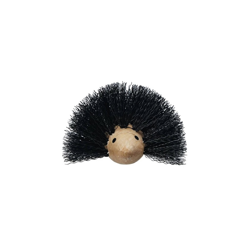 Wood&PlasticHedgehogShapedBrush,Black&Natural