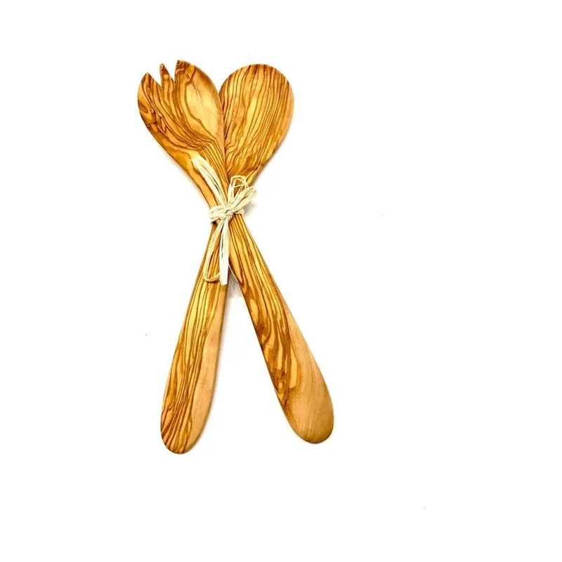 OliveWoodSaladServersSet,14"