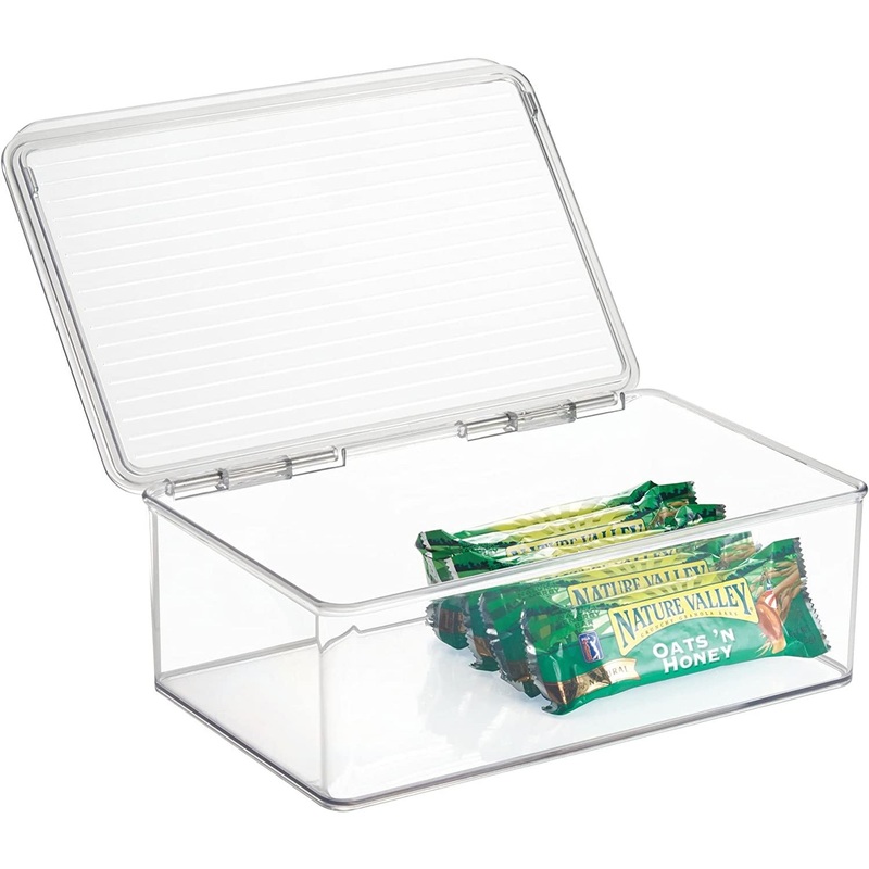 IDESIGNHinged-LidStackableBoxClear
