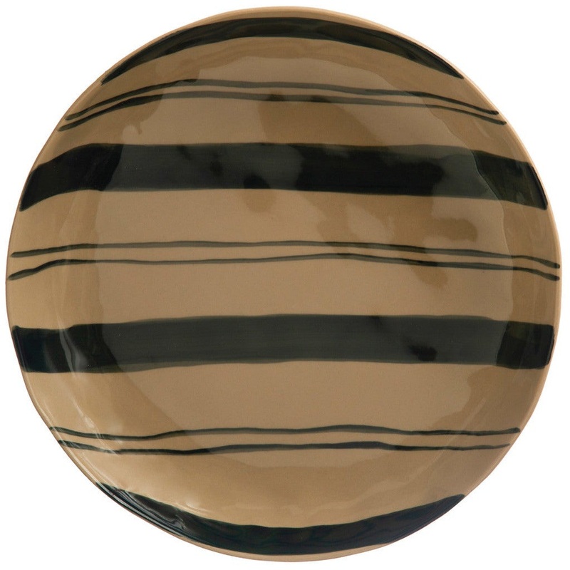 Hand-PaintedStonewareServingBowlw/Stripes9.75