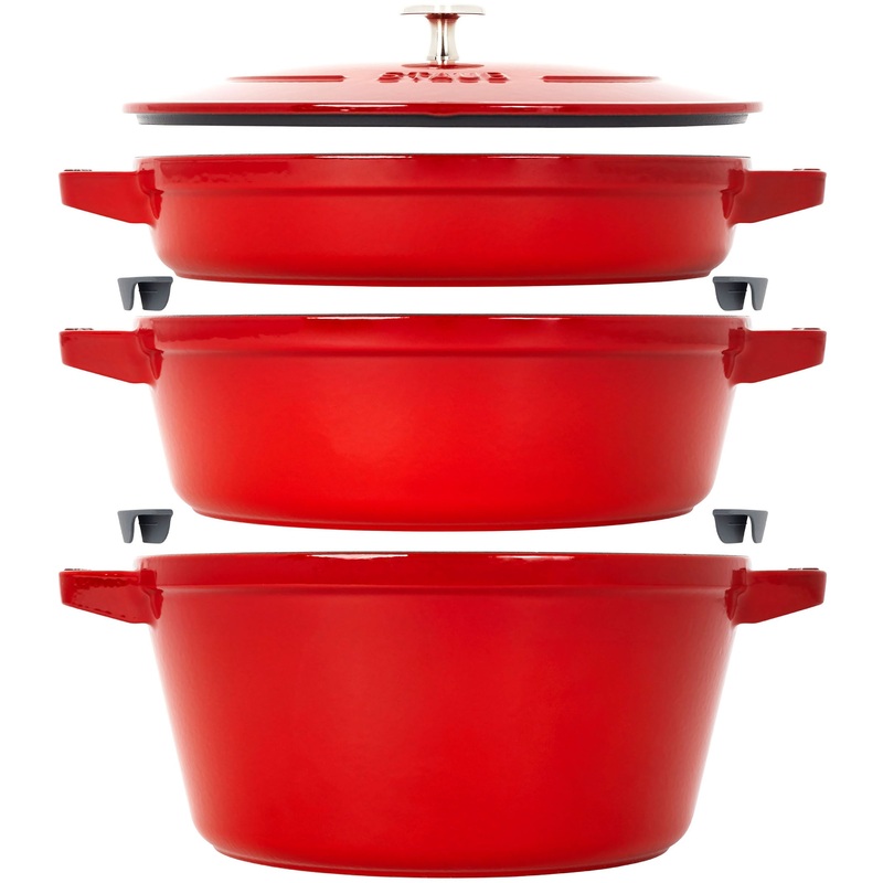Staub4PieceStackableCastIronCookwareSet,Cherry