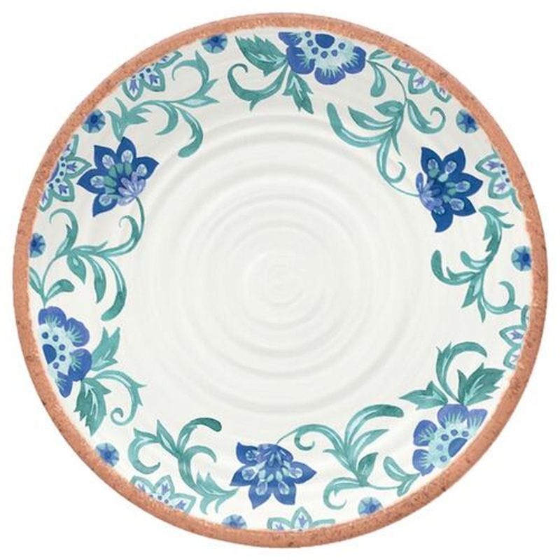 TarHongMelamineDinnerPlate|RioTurquoiseFloral10.5"