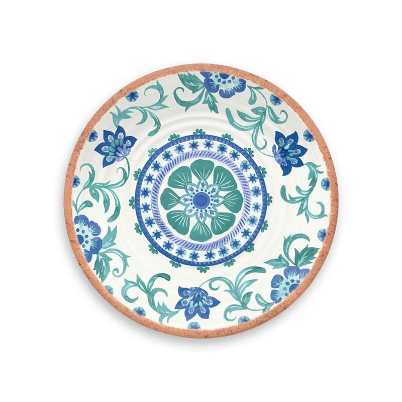 TarhongMelamineRioTurquoiseFloralSaladPlate,8.5"