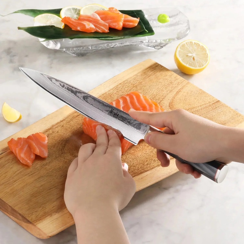 YARISashimiKnifeDamascusSteel