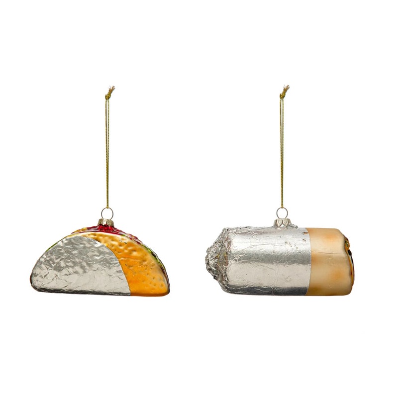 Hand-PaintedGlassBurrito/TacoinFoilOrnament