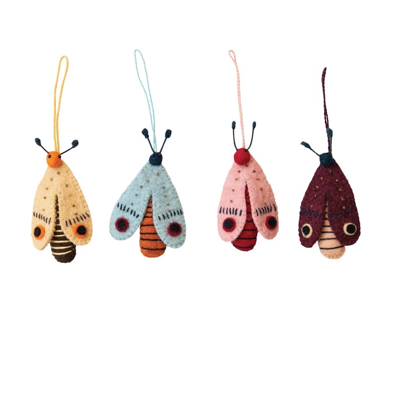 HandmadeWoolFeltMothOrnamentw/Beads&Embroidery