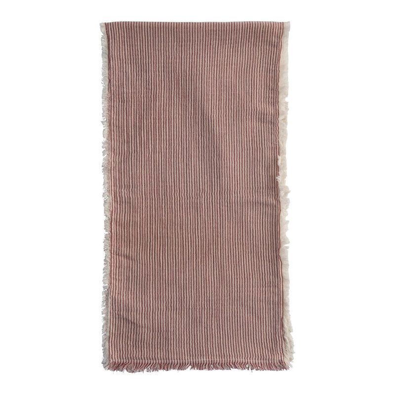 Red&WhiteBrushedCottonTableRunner