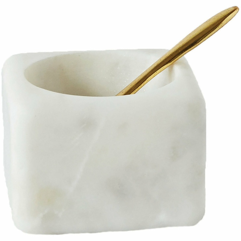 WhiteMarbleBowlW/BrassSpoon