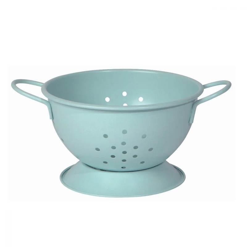 MatteCoatedMetalColanderRobinEgg