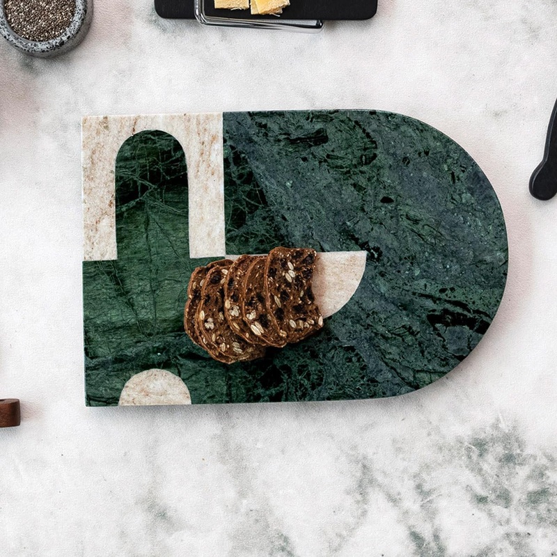 GreenMarbleAbstractDesign,Cheese&CuttingBoard
