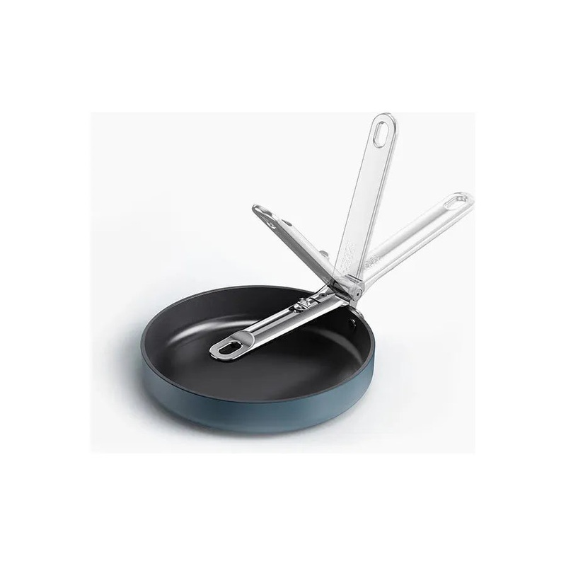 SpaceFoldingHandleCeramicNon-stickBlueFryingPan