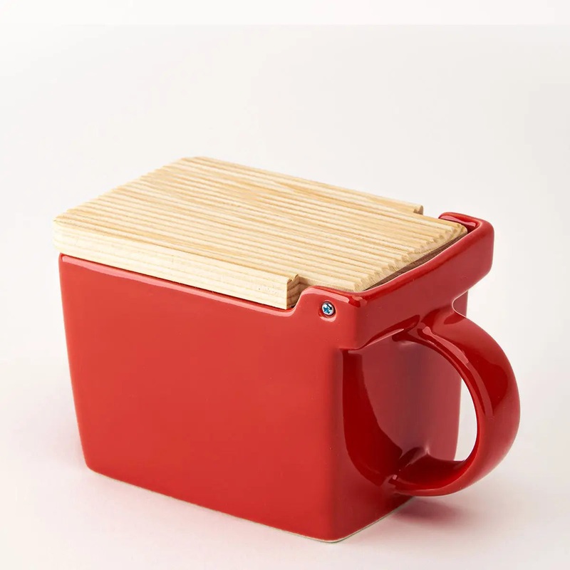 BeeHouseCeramicSaltBoxwithWoodenLid-