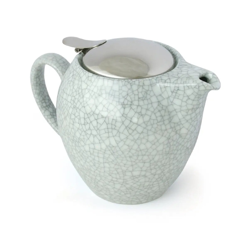BeeHouseRoundCeramicTeapot,CrackleBlue