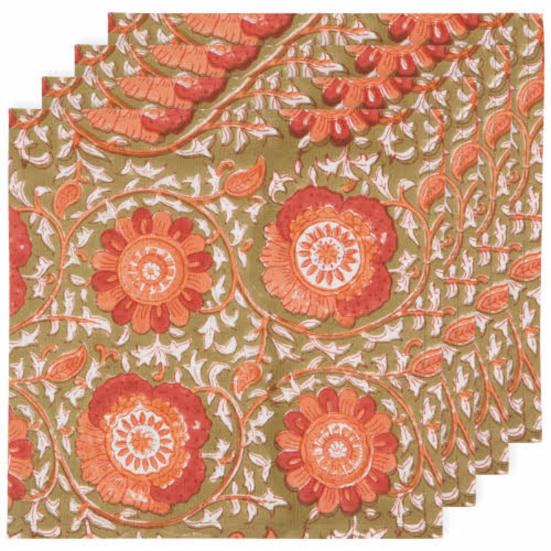 ZinniaBlockPrintNapkinsSet4