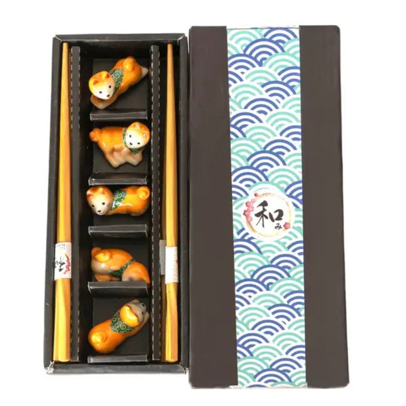 5pcChopsticks&ShibaInuChopsticksRestSet-5