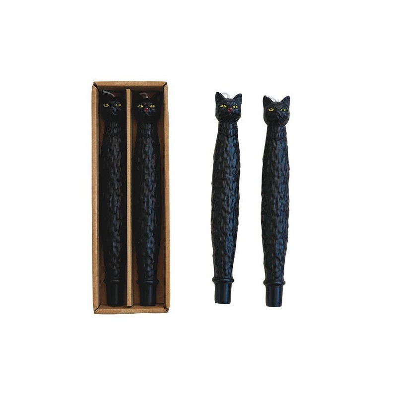 BlackCatShapedTaperCandlesSet