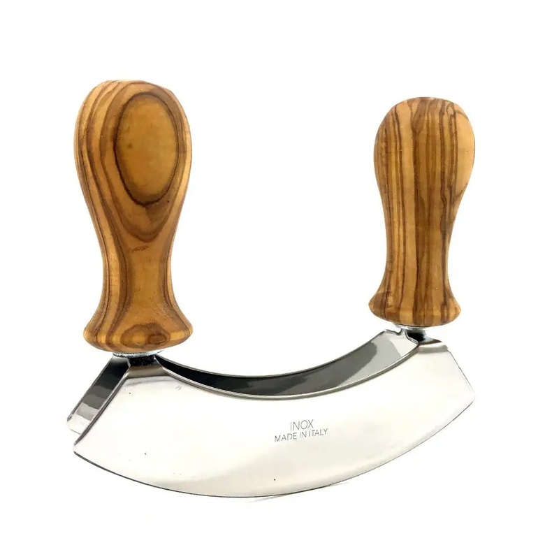 OliveWoodWeighingCutter,StainlessSteelDoubleBlade
