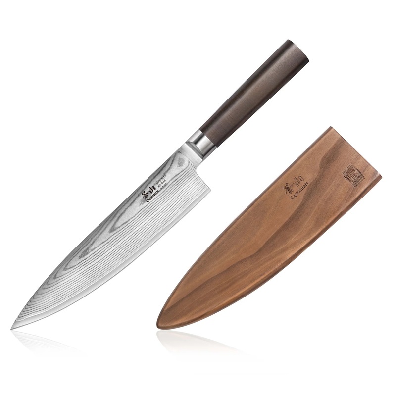 HAKUChef'sKnifew/Sheath,ForgedX-7DamascusSteel