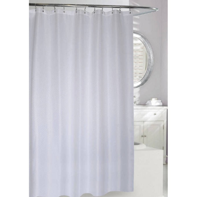 BasketweaveWhiteShowerCurtain