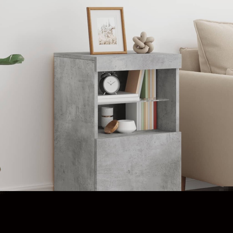 Buffet avec lumires LED gris bton 41x37x67 cm