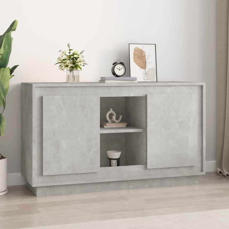 Buffet gris bton 102x35x60 cm bois d'ingnierie