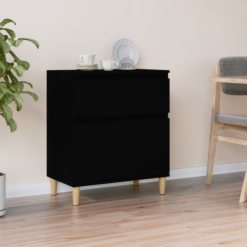 Buffet Noir 60x35x70 cm Bois d'ingnierie