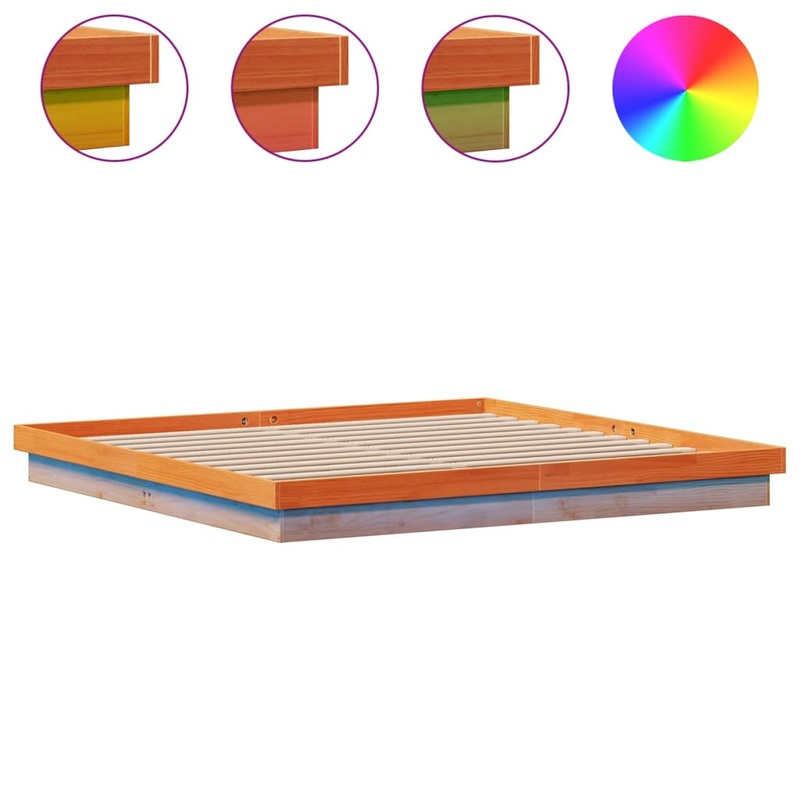 Cadre de lit  LED sans matelas 180x200 cm bois massif