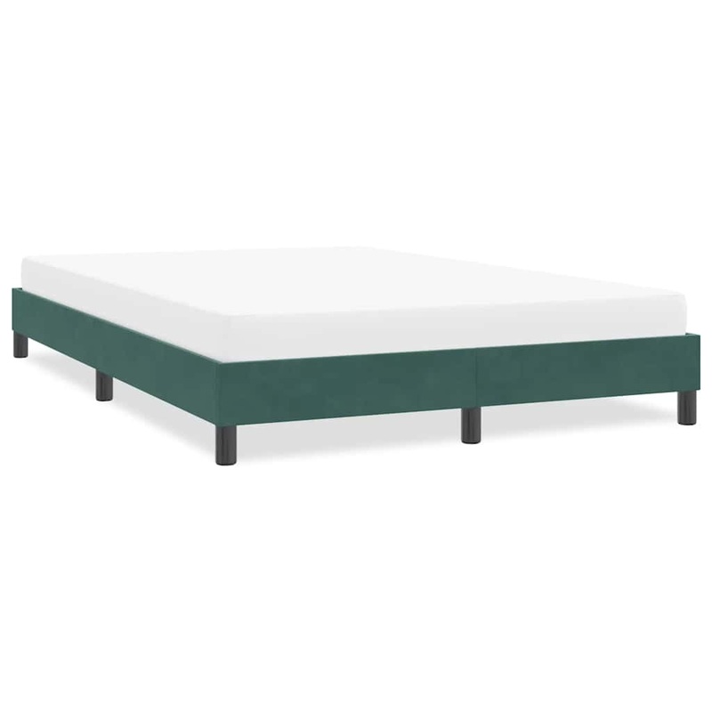 Cadre de lit sans matelas vert fonc 140x210 cm velours