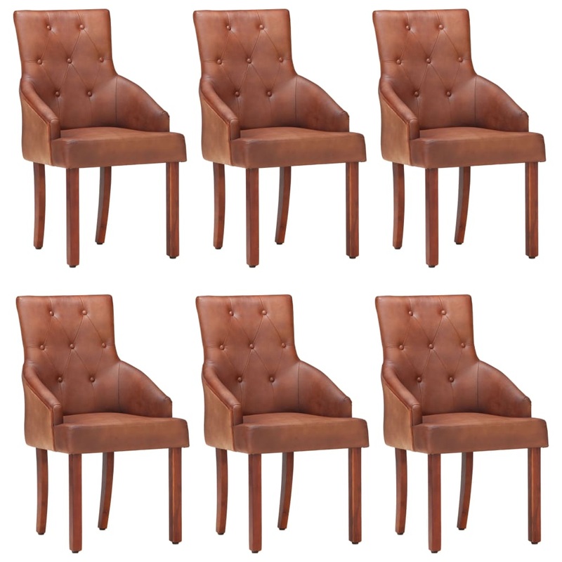 Chaises  manger lot de 6 marron cuir de chvre vritable