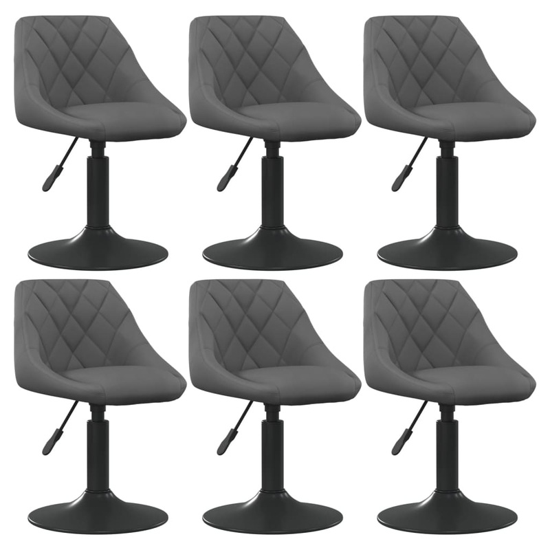 Chaises pivotantes  manger lot de 6 gris fonc velours