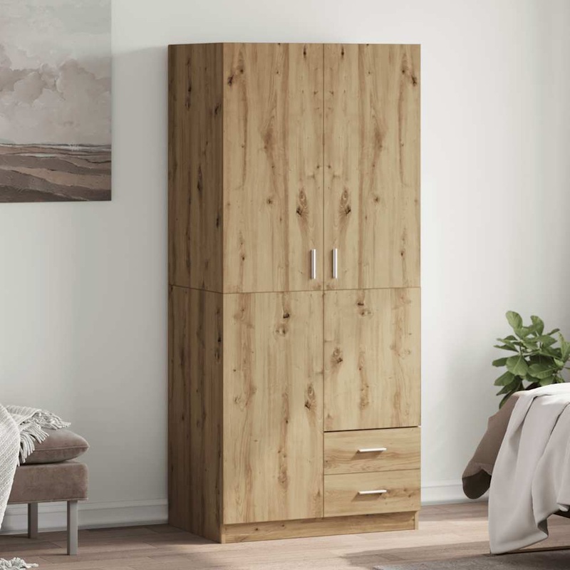 Garde-robe chne artisanal 80x52x180 cm bois d'ingnierie