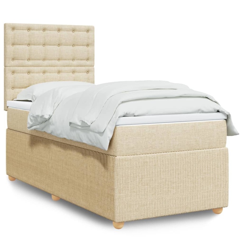 Sommier  lattes de lit avec matelas Crme 100x200 cm Tissu
