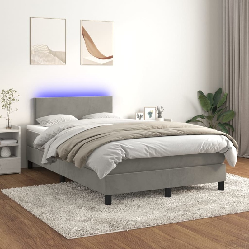 Sommier  lattes de lit avec matelas LED Gris clair 120x200 cm