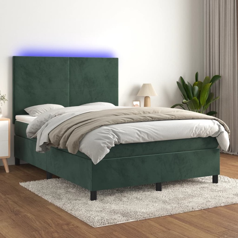 Sommier  lattes de lit avec matelas LED Vert fonc 140x190 cm