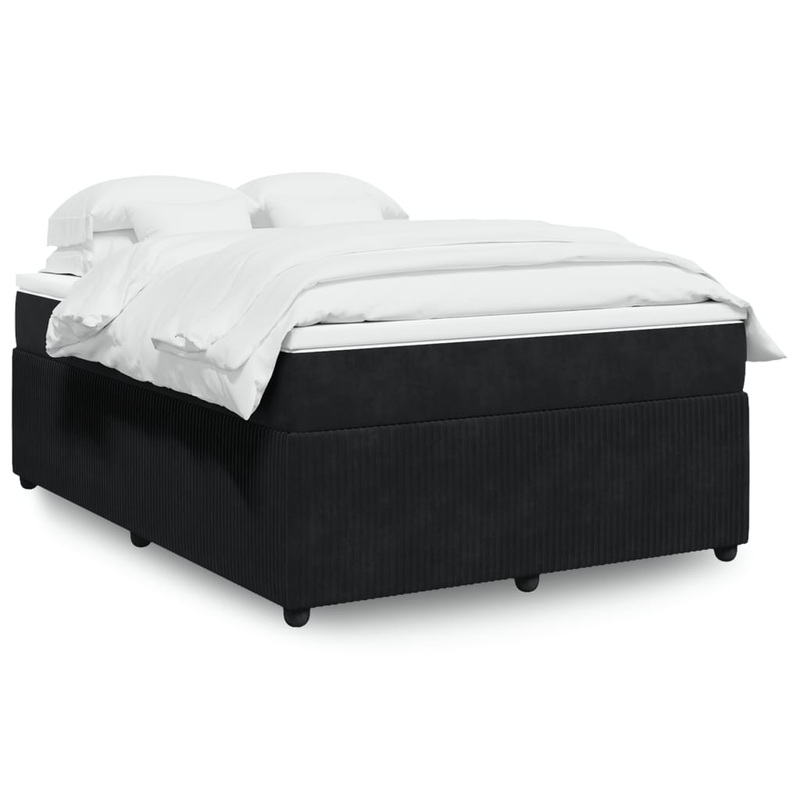 Sommier  lattes de lit avec matelas Noir 140x190 cm Velours