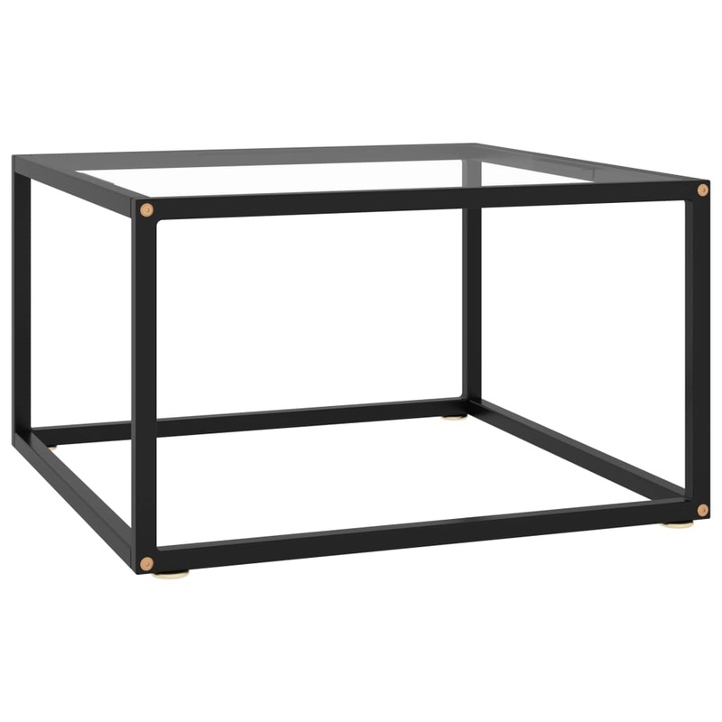 Table basse Noir avec verre tremp 60x60x35 cm