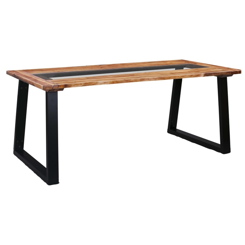 Table  manger 180x90x75 cm Bois d'acacia massif et verre